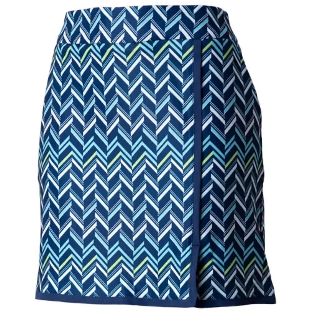 EP PRO NY Blue White Broken Pleat Chevron Print Skort in Inky Multi NEW